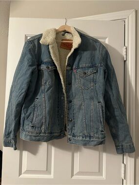 Levi's Blue Sherpa-Lined Denim Trucker Jacket